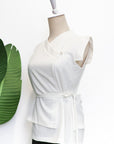 Athena Wrap Top - Emerald / Off-White