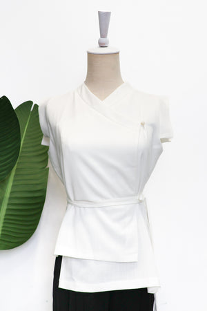 
            
                Load image into Gallery viewer, Athena Wrap Top - Emerald / Off-White (Pre-order)
            
        