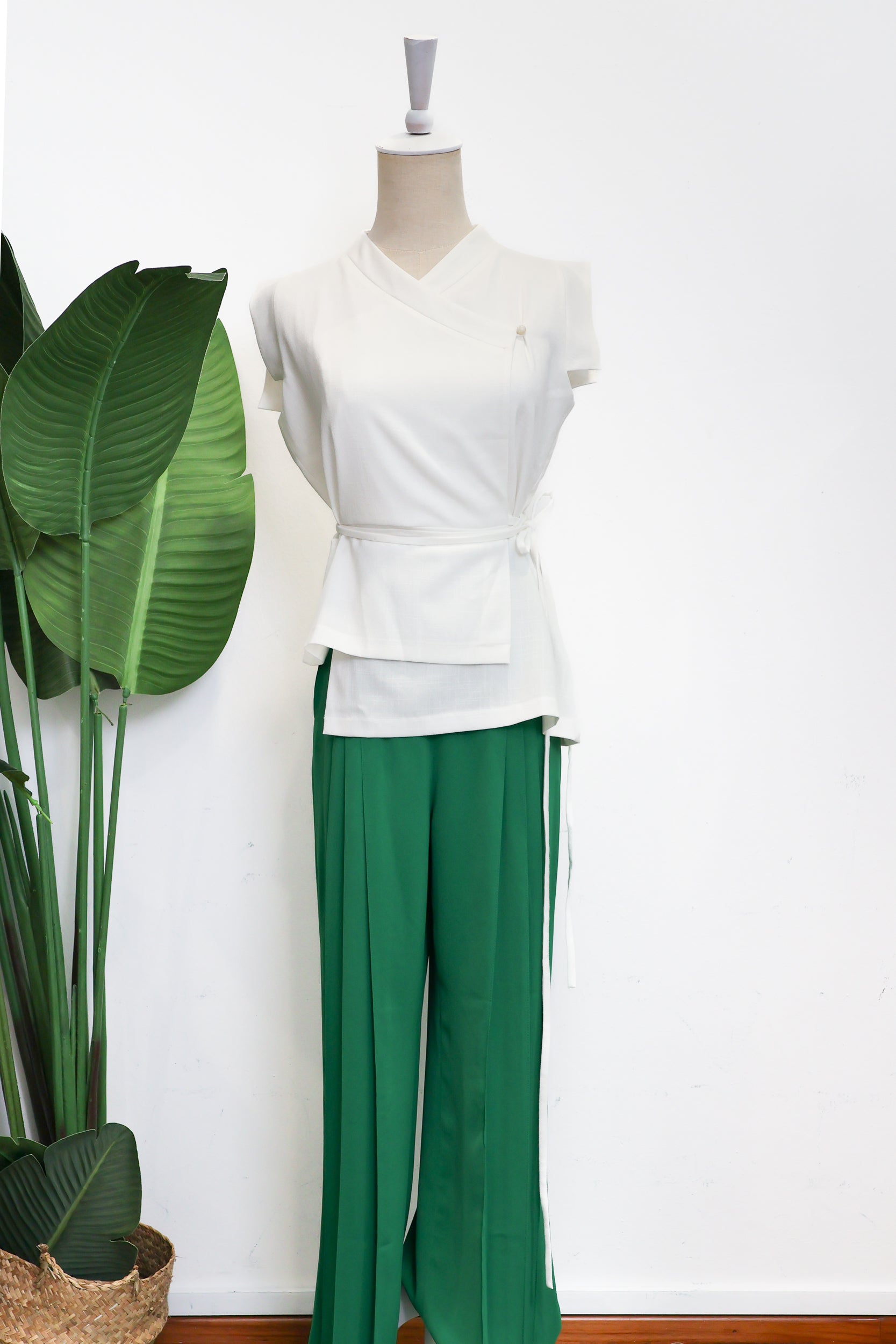 Penelope Pleated Pants - Cobalt / Emerald / Black