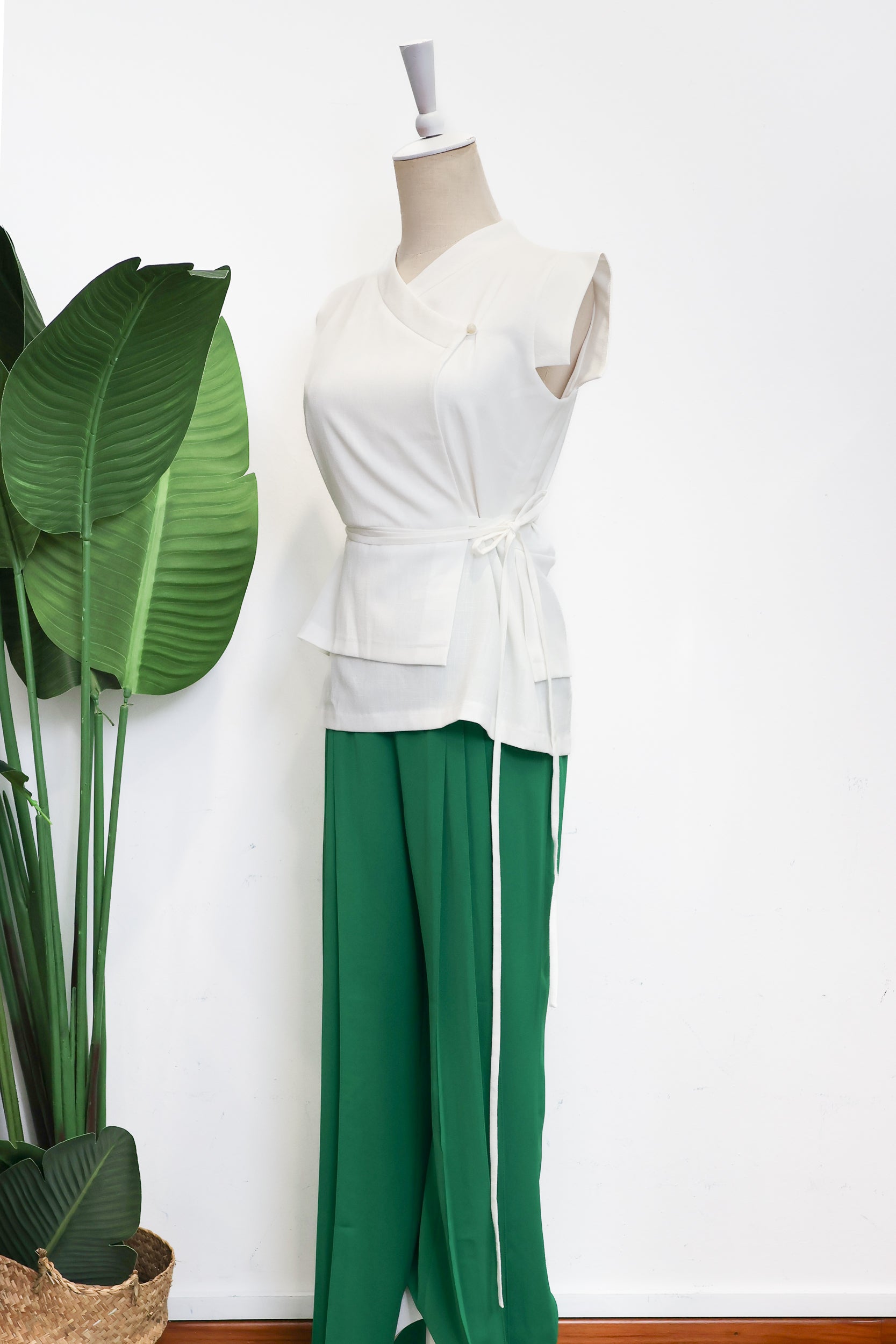 Penelope Pleated Pants - Cobalt / Emerald / Black