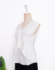 Pax Peplum Frill Top - White / Black
