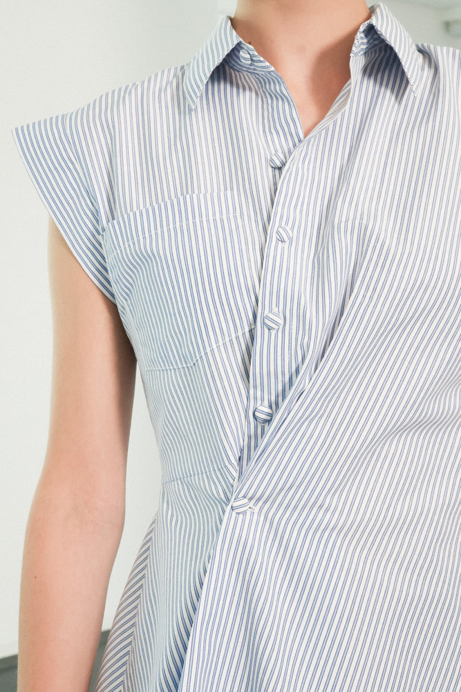 Romee Shirt - Striped Linen White / Pinstripe Cotton Blue / White