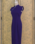 Ava Fitted Midi Cheongsam - Teal / Royal Purple / Coral (Pre-order)