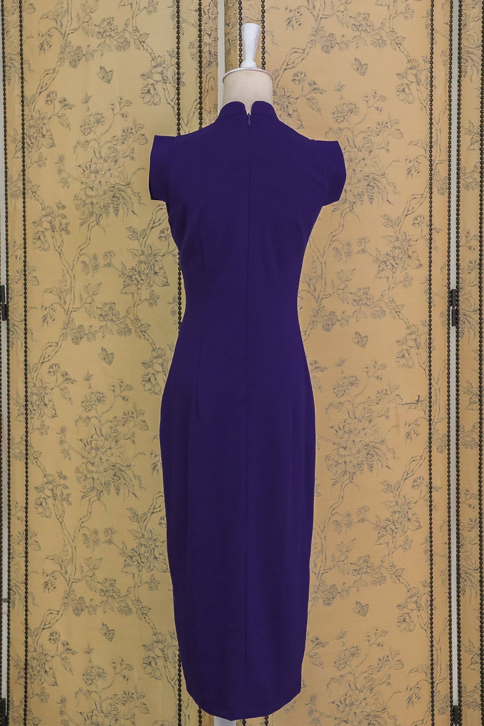 Ava Fitted Midi Cheongsam - Teal / Royal Purple / Coral (Pre-order)