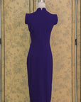 Ava Fitted Midi Cheongsam - Teal / Royal Purple / Coral (Pre-order)