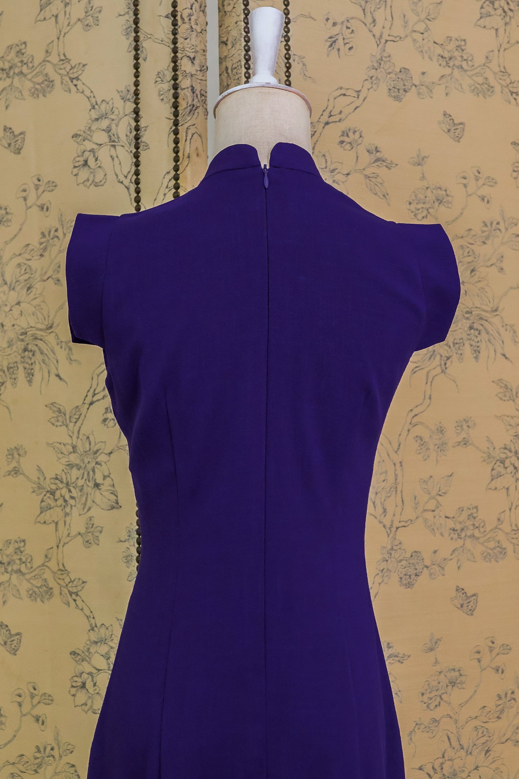 Ava Fitted Midi Cheongsam - Teal / Royal Purple / Coral (Pre-order)