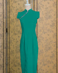 Ava Fitted Midi Cheongsam - Teal / Royal Purple / Coral (Pre-order)