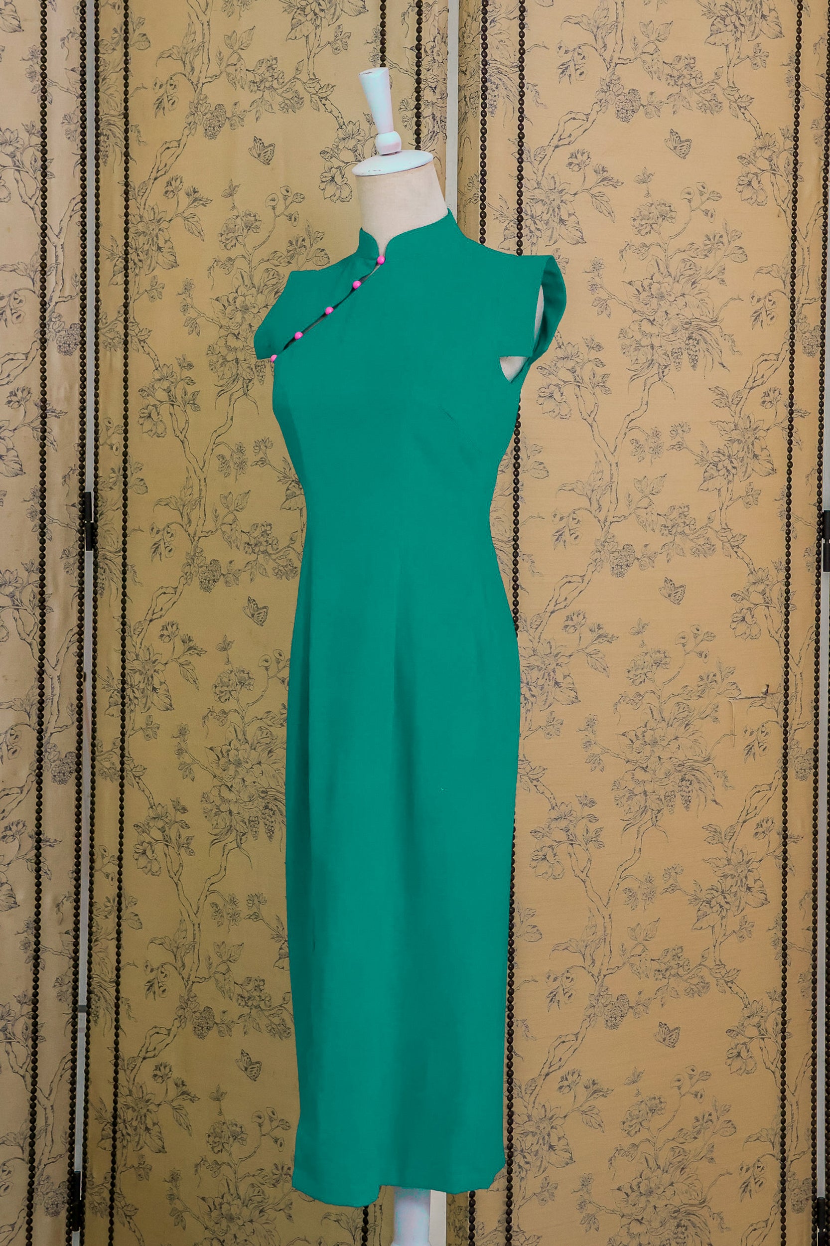 Ava Fitted Midi Cheongsam - Teal / Royal Purple / Coral (Pre-order)
