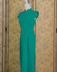 Ava Fitted Midi Cheongsam - Teal / Royal Purple / Coral (Pre-order)