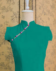 Ava Fitted Midi Cheongsam - Teal / Royal Purple / Coral (Pre-order)