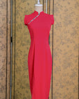 Ava Fitted Midi Cheongsam - Teal / Royal Purple / Coral (Pre-order)