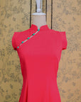 Ava Fitted Midi Cheongsam - Teal / Royal Purple / Coral (Pre-order)
