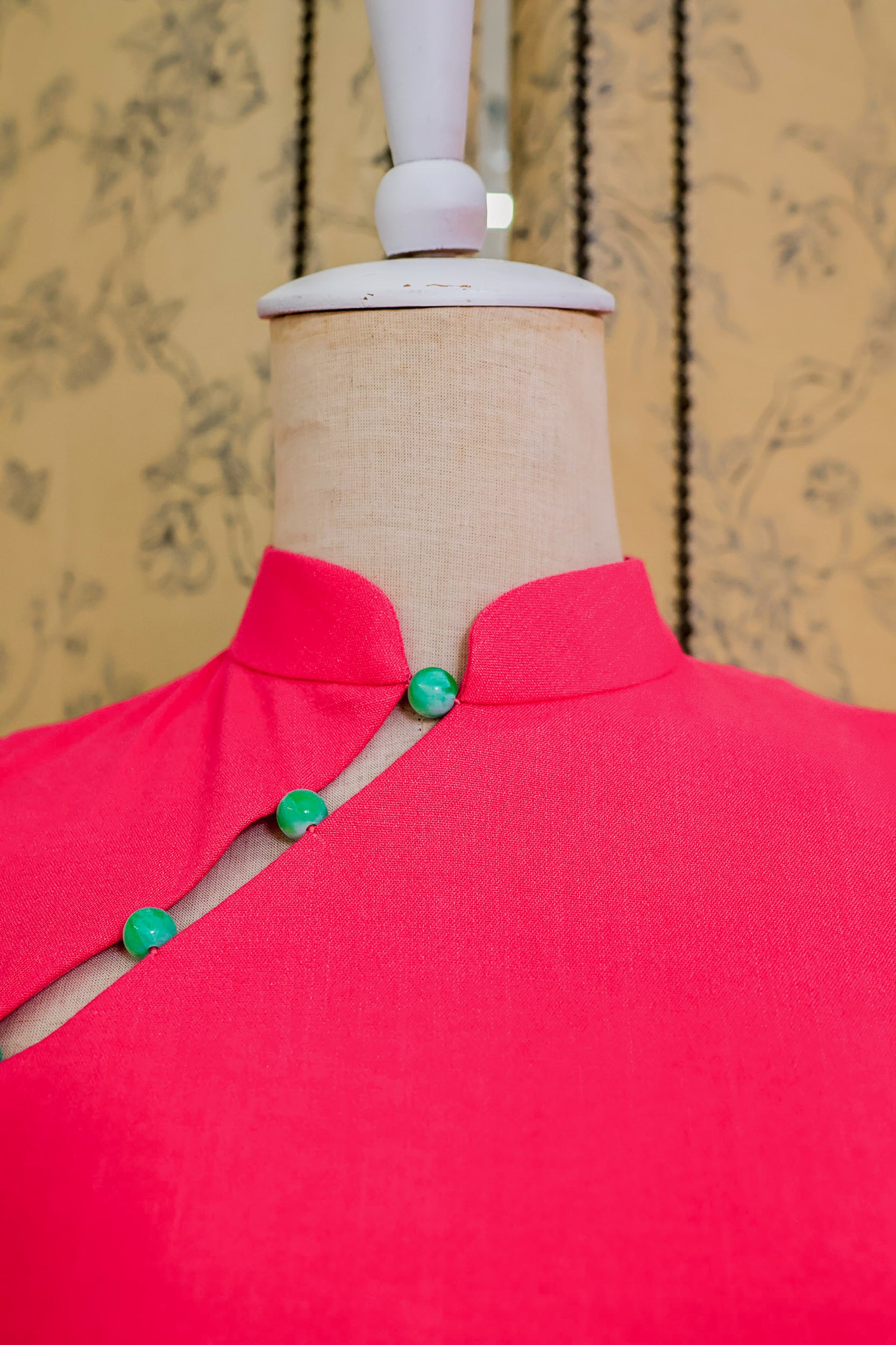 Ava Fitted Midi Cheongsam - Teal / Royal Purple / Coral (Pre-order)