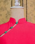 Ava Fitted Midi Cheongsam - Teal / Royal Purple / Coral (Pre-order)