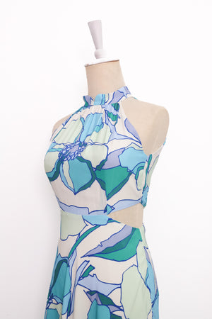 Delphine Halter Cheongsam - Blue Floral/Pink Floral (Pre-order)