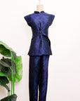 Electra Jacquard Pants Set - Sapphire/Emerald (BACKORDER)