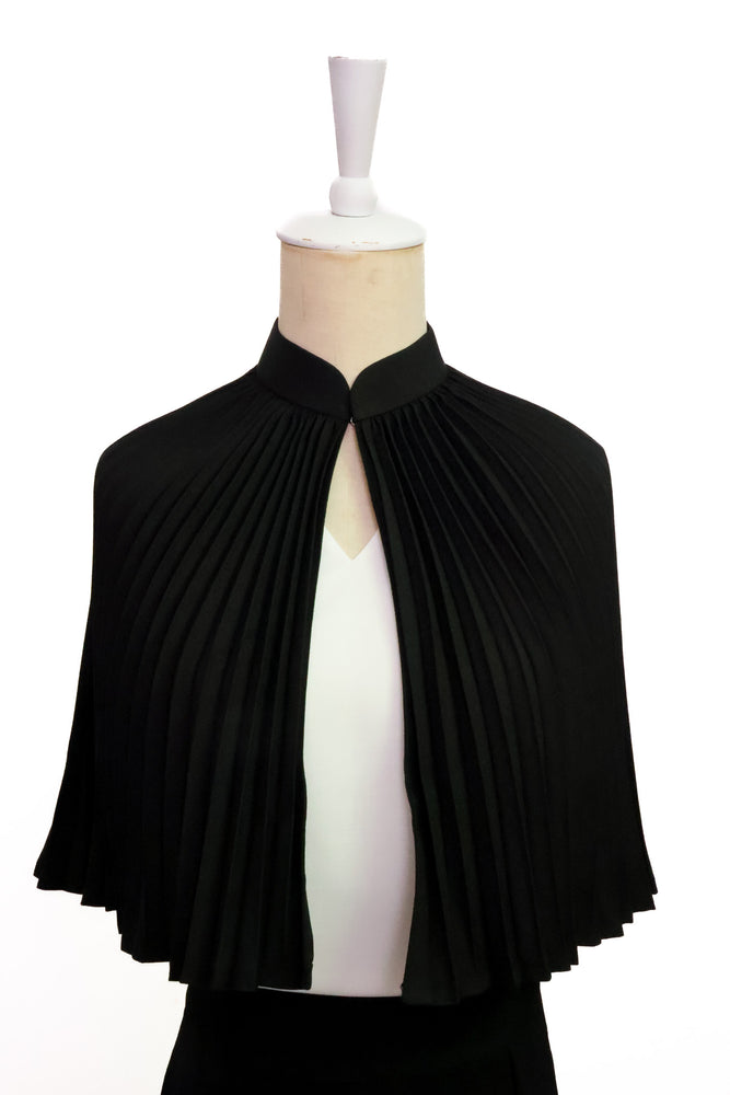 Carita Pleated Cape - Black / Chambray / Beige (Pre-order)