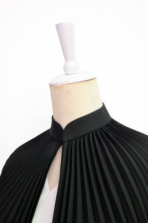 Carita Pleated Cape - Black / Chambray / Beige (Pre-order)