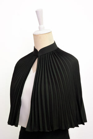 Carita Pleated Cape - Black / Chambray / Beige (Pre-order)