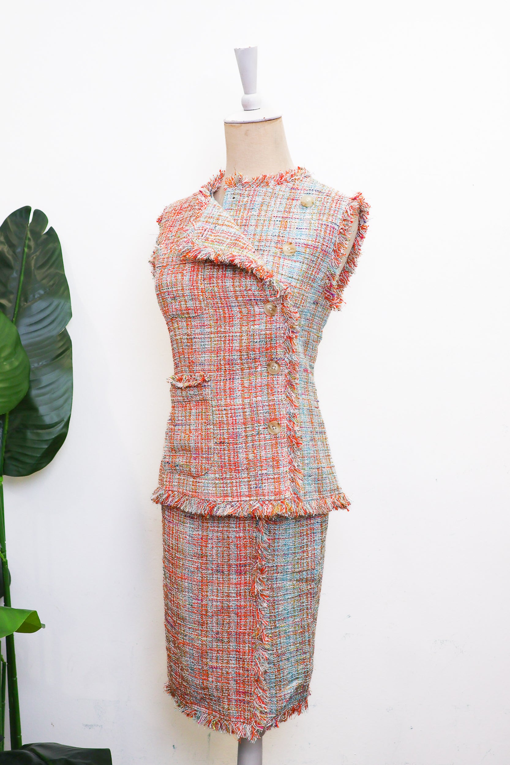 Roxette Tweed Skirt Set - Tangerine/ Turquoise (TMP Studio Limited Edition)