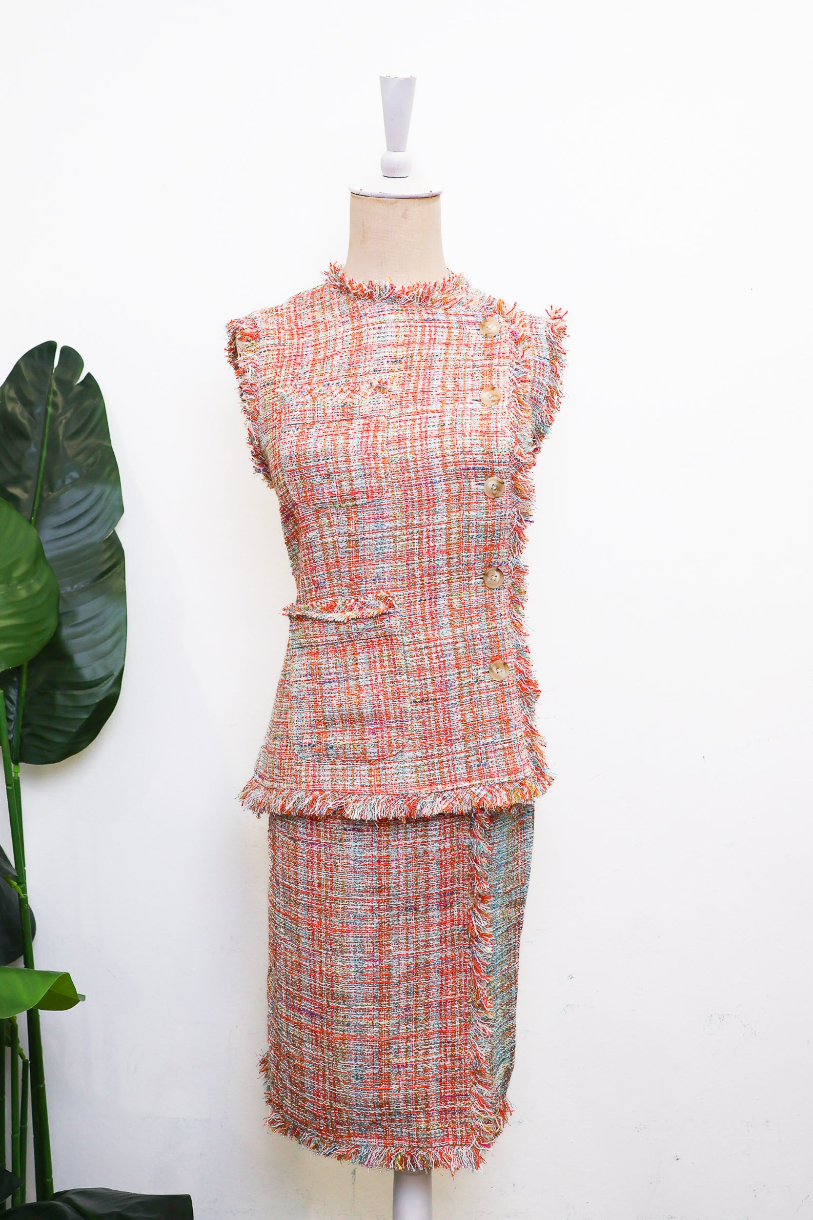 Roxette Tweed Skirt Set - Tangerine/ Turquoise (TMP Studio Limited Edition)