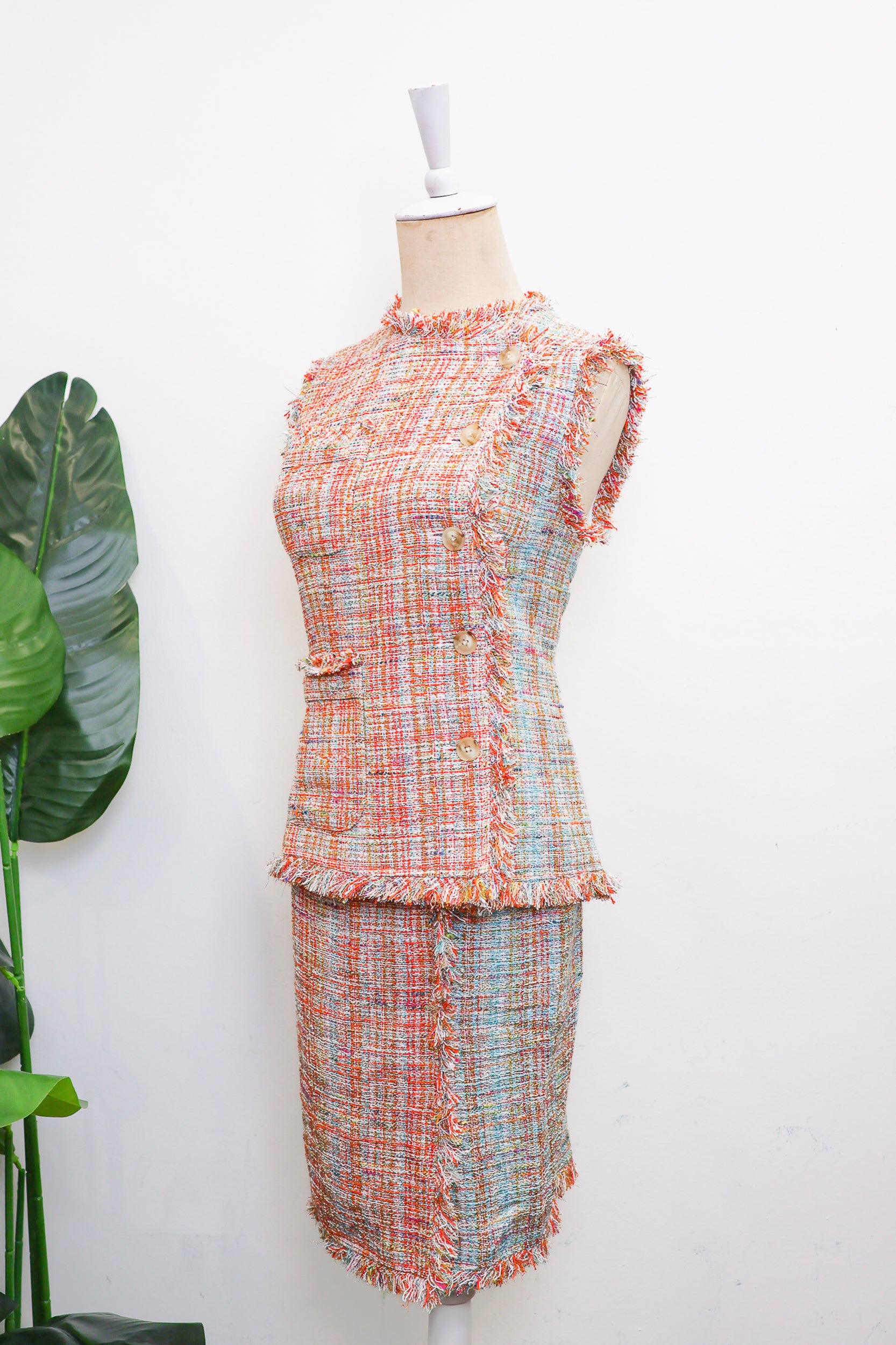 Roxette Tweed Skirt Set - Tangerine/ Turquoise (TMP Studio Limited Edition)