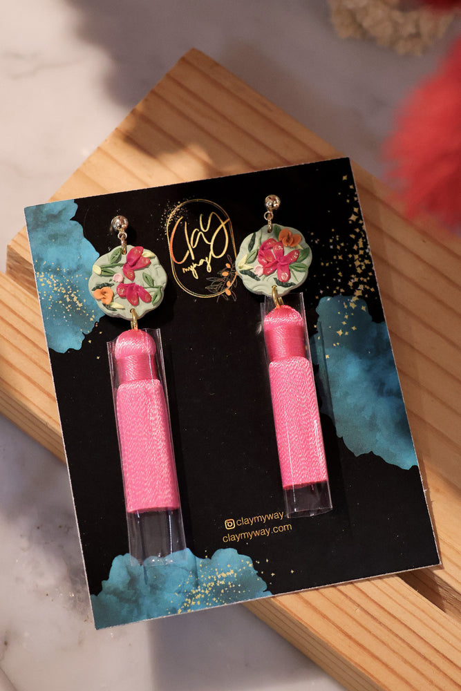 ClayMyWay Earrings - Pink Tassels