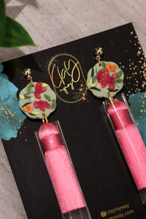 ClayMyWay Earrings - Pink Tassels