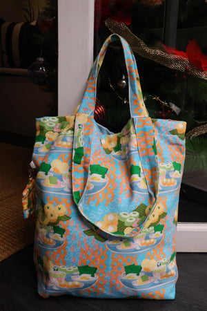 Local Delights - Canvas Tote Bag with Small AirPod Pouch (Kueh Kueh Blue / Kueh Kueh Yellow)