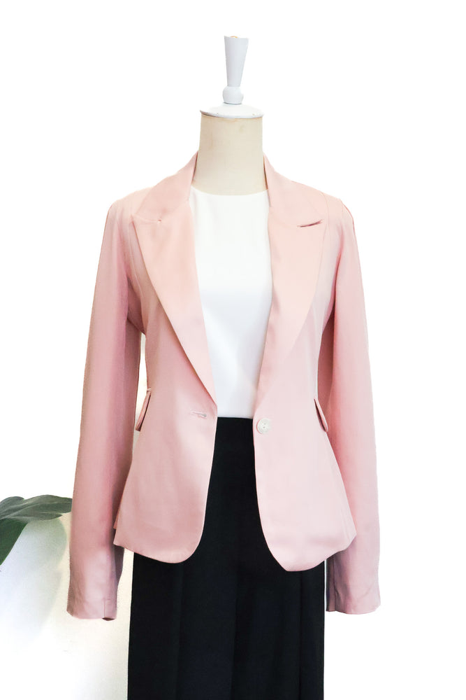 Nola Tailored Blazer - Blush Pink / White / Navy