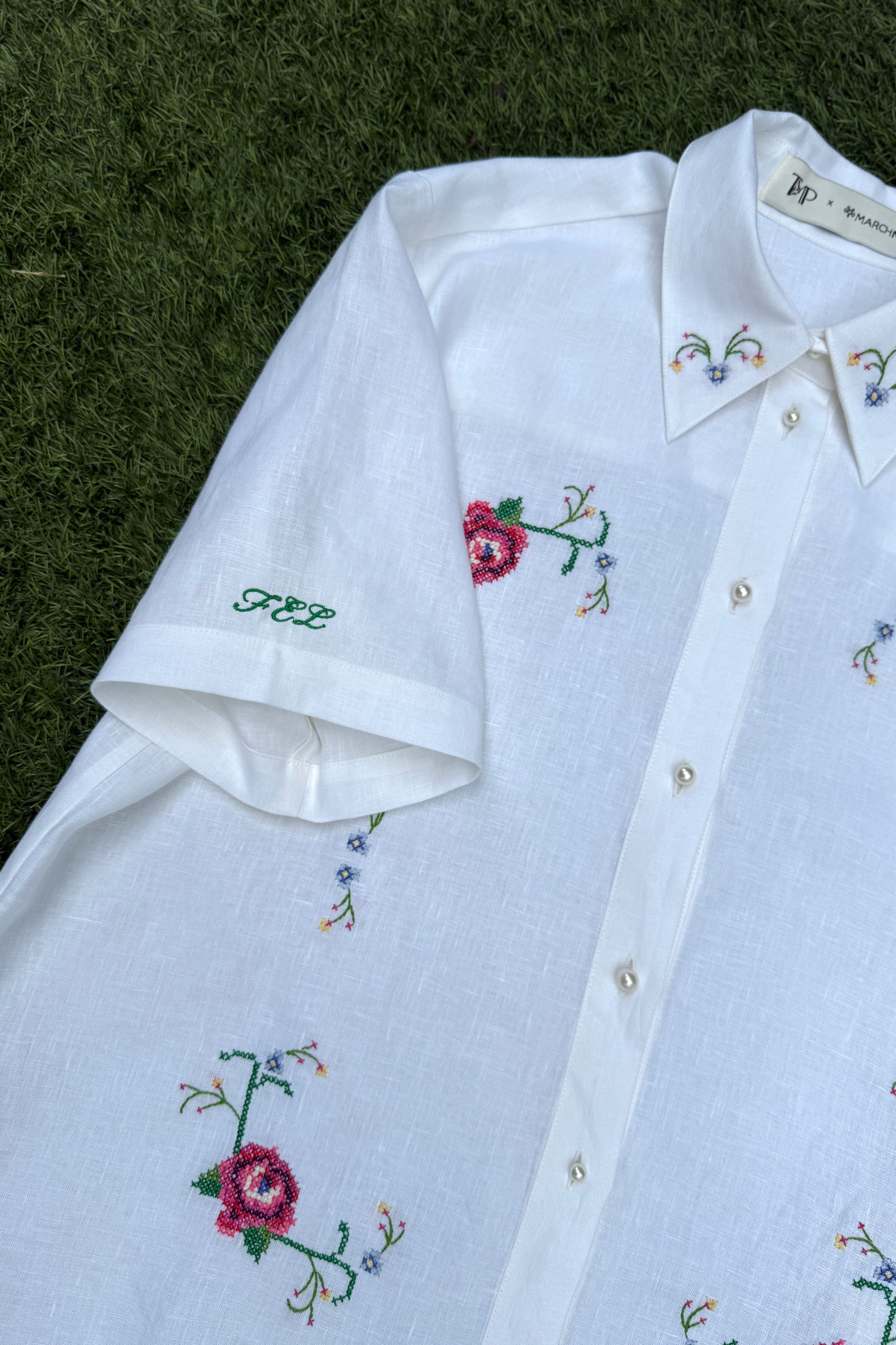 TMP x MarchMay Linen Shirt- Cross Stitch Bloom (BACKORDER)