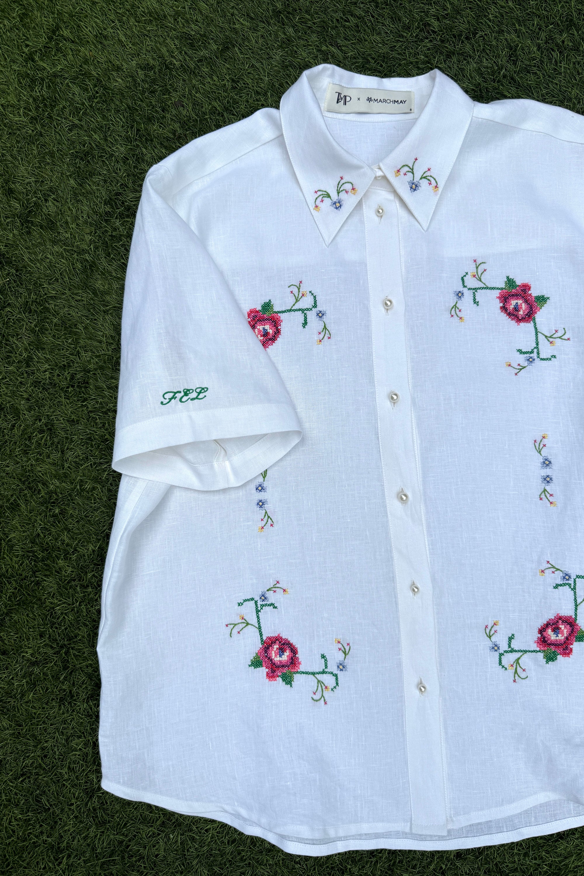 TMP x MarchMay Linen Shirt- Cross Stitch Bloom (BACKORDER)