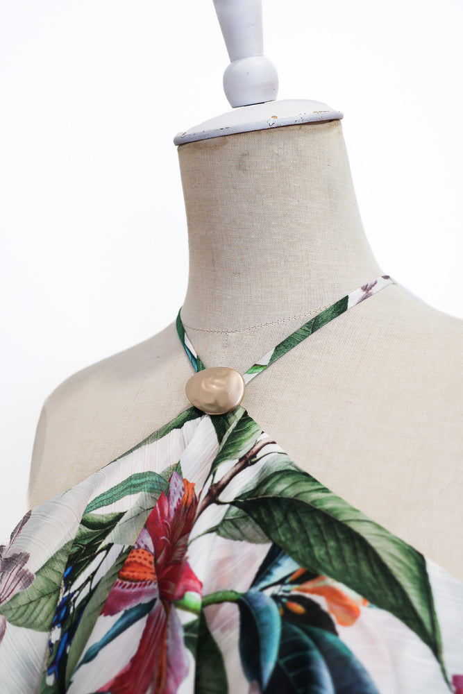 Allure Halter Frill Maxi Dress - Botanic Floral / Lilac Floral