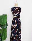 Marina Cut-Out Dress - Maroon Blue Geometric / Houndstooth
