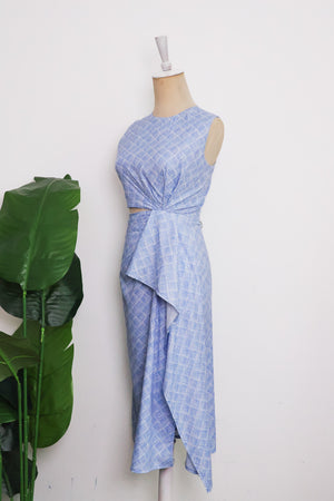 Cove Cut-Out Frill Dress - Blue Weave