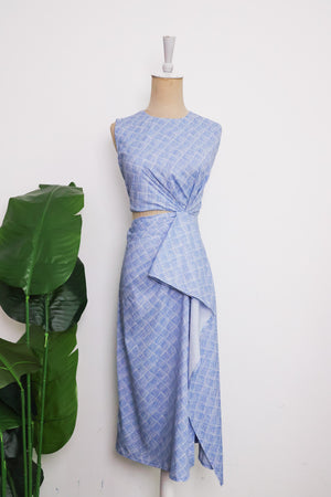 Cove Cut-Out Frill Dress - Blue Weave