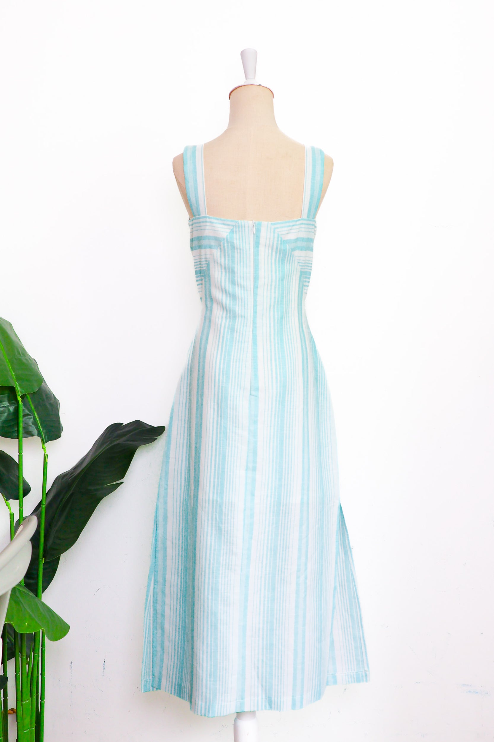 Brighton Column Midi Dress - Turquoise Stripes
