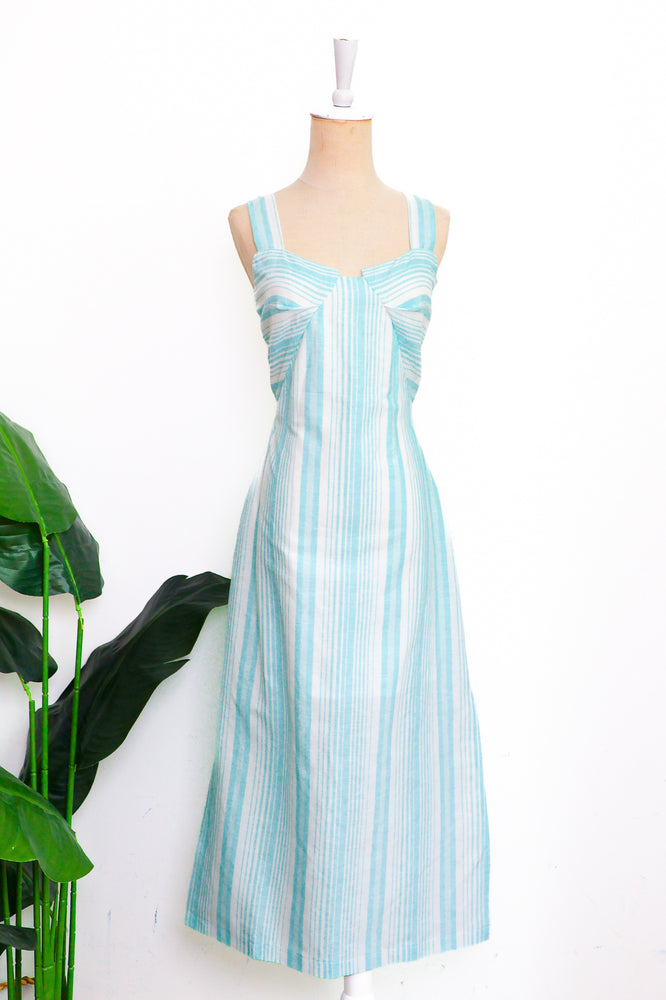 Brighton Column Midi Dress - Turquoise Stripes