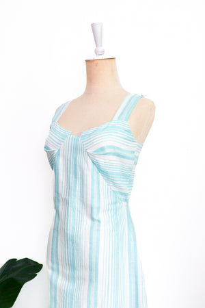 Brighton Column Midi Dress - Turquoise Stripes