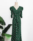 Becca Ruched Dress - Emerald Tulips