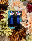 TMP x ClayMyWay Earrings - Cobalt Bird Tassels