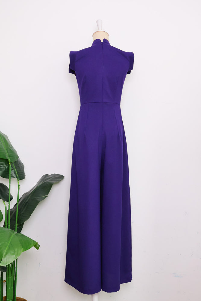 Ava Maxi Jumpsuit - Black / Royal Purple