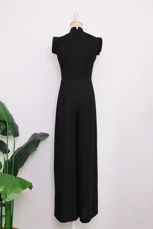 Ava Maxi Jumpsuit - Black / Royal Purple