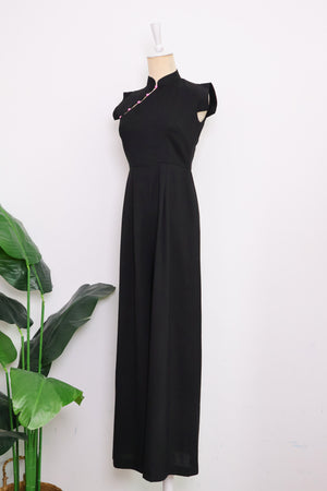 Ava Maxi Jumpsuit - Black / Royal Purple