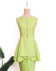 Ellen Peplum Skirt Set - Blush Gingham / Green Floral