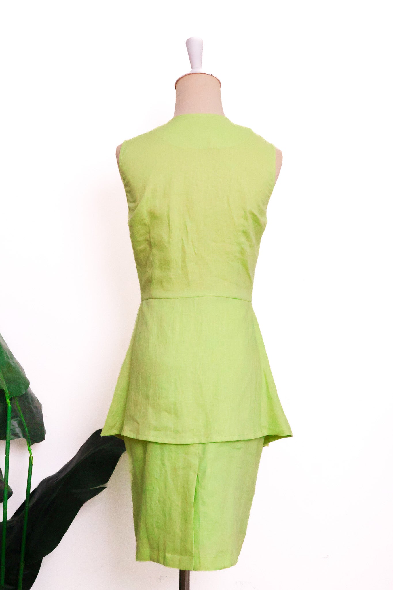 Ellen Peplum Skirt Set - Blush Gingham / Green Floral