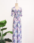 Rory Tie-Front Maxi Jumpsuit - Purple Ikat
