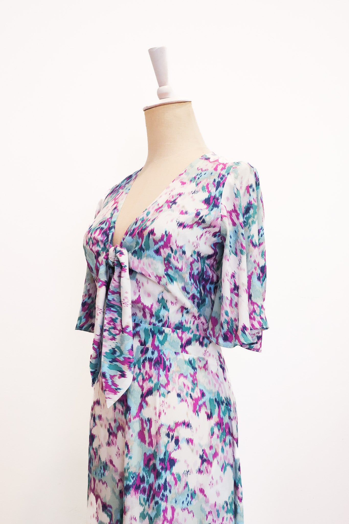Rory Tie-Front Maxi Jumpsuit - Purple Ikat