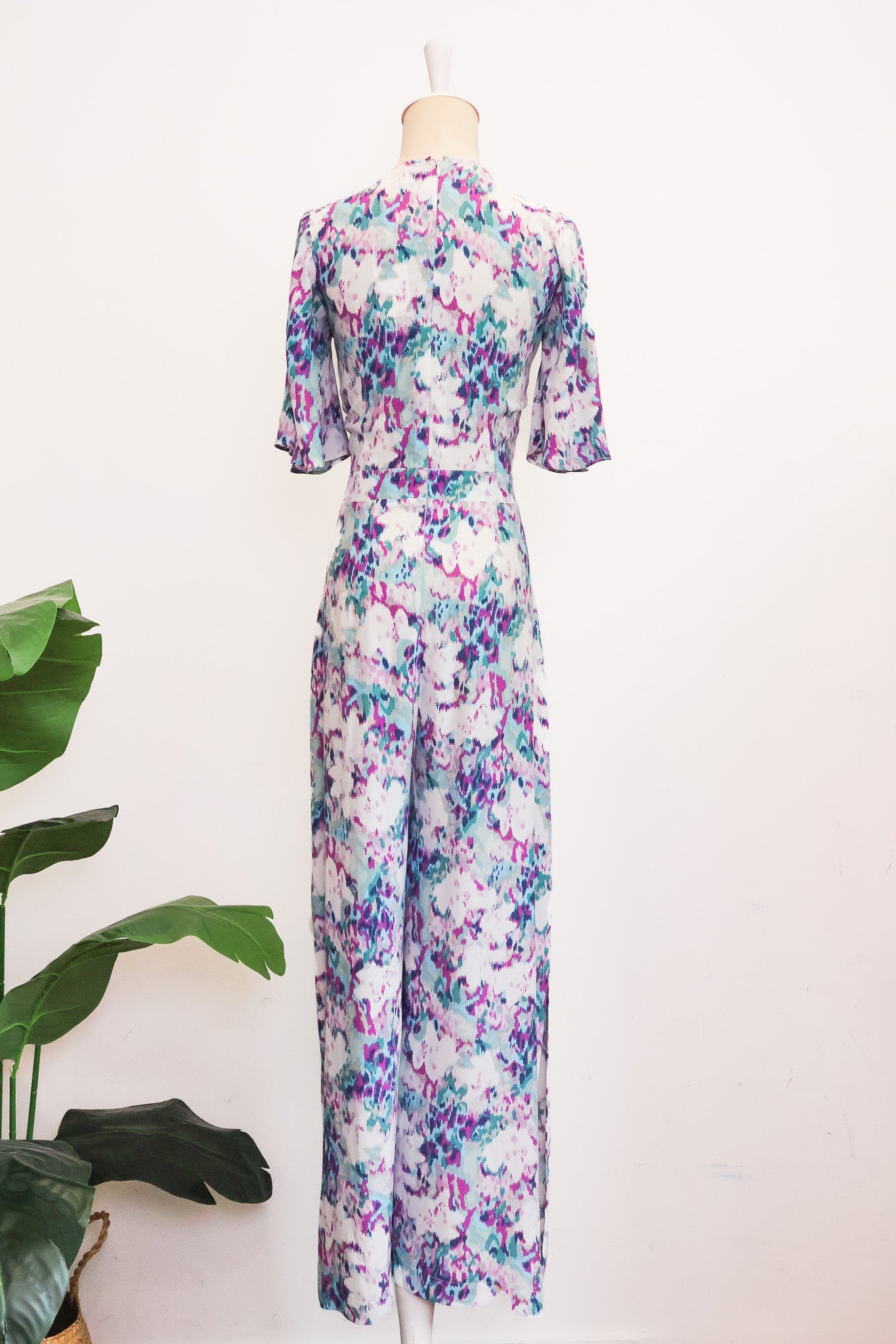 Rory Tie-Front Maxi Jumpsuit - Purple Ikat