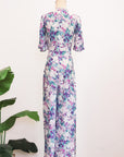 Rory Tie-Front Maxi Jumpsuit - Purple Ikat